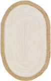 Unique Loom Braided Jute Goa Hand Braided Border Rug White, Natural 3' 3" x 5' 1"