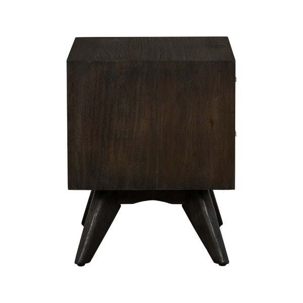 English Elm Baly Solid Acacia Wood Two Drawer Nightstand Mid-century Tapered Legs Bedroom B2736P464875