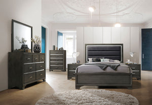 English Elm Grey 5-Drawer Chest with Smooth Pulls, Modern Grey Finish, Spacious Storage for Bedroom & Hallway B062P209023