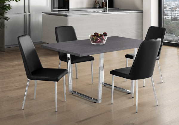 English Elm Dining Table, 60" Rectangular Grey Laminate With Chrome Legs - Modern Centerpiece For Any Space B2710P286990