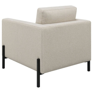 English Elm Schwan Herringbone Accent Chair with Pocket Coil Seat and Sleek Black Metal Legs B062P451804