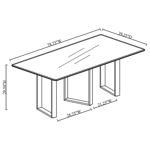 English Elm Forster Sintered Stone Rectangular Dining Table with Sculptural Steel Base Seats Eight B062S01482