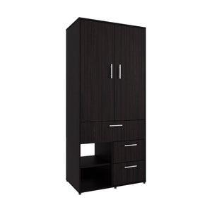 English Elm Alpine tall armoire with double doors, hanging rod and shelves for compact bedrooms and closets Black 46.46 L x 24.8 W x 5.51 H B070S00378