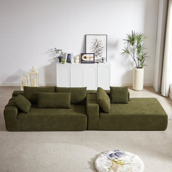 English Elm Modern Chenille Modular Sectional Sofa Set - L-Shaped Couch With 6 Pillows For Cozy Living Room Style W834S00395