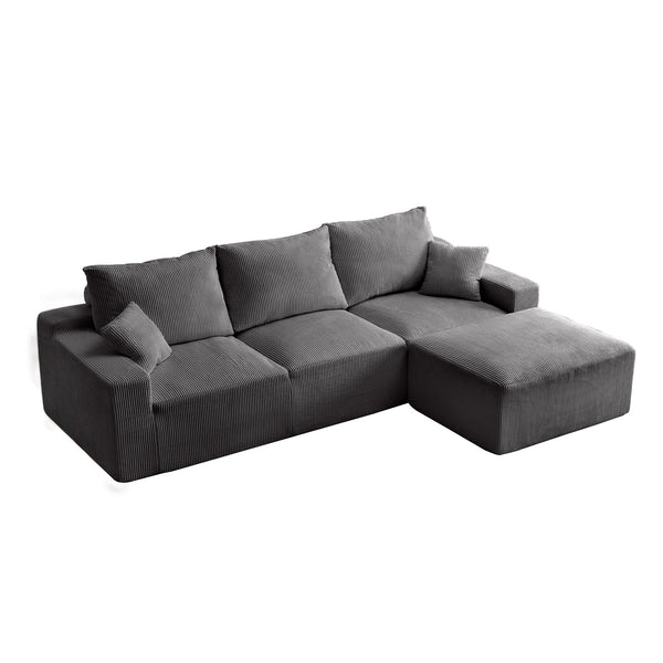 English Elm "110" 110" L-Shaped Sectional Sofa - Ultra-Soft Modular Couch With Chaise, No Assembly, Cloud Comfort W2606S00006