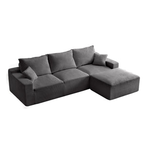 English Elm "110" L-Shaped Sectional Sofa - Cloud-Like Modular 3-Seater With Chaise, No Assembly, Ultra-Soft Corduroy W2606S00005