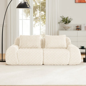 English Elm 82" Modular Sectional Sofa Flannelette Upholstery Deep Seat No Assembly Living Room Cream W714P377086