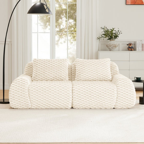 English Elm 82" Modular Sectional Sofa Flannelette Upholstery Deep Seat No Assembly Living Room Cream W714P377086