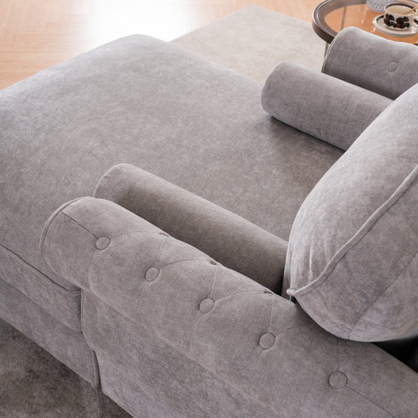 English Elm [new] Chenille Upholstered Chaise Lounge Sleeper Chair with Pocketed Spring Cushions W2363S00086