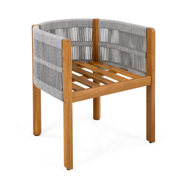 English Elm Christopher Knight Home® - Outdoor Dining Set with Acacia Wood Frame, 6 Chairs & Slatted 72" Table, Waterproof Washable Cushions Grey,Teak N779P266069N_N779P279983G-3