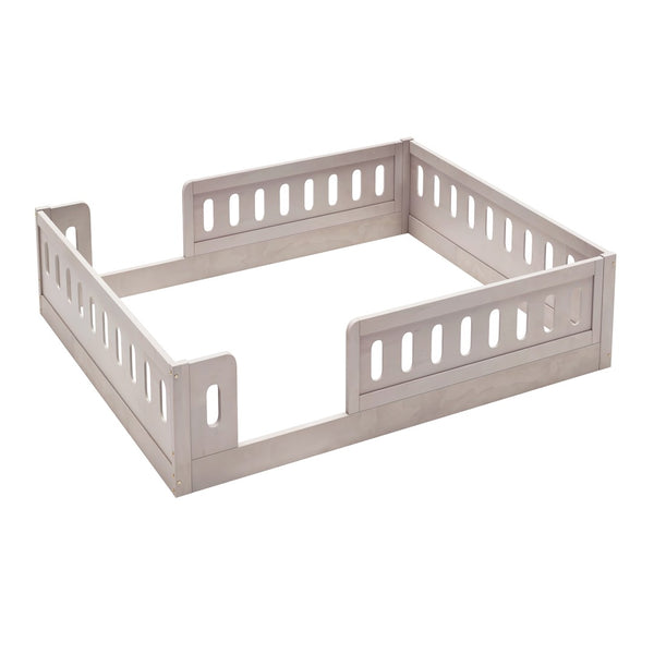 English Elm Wood Full Size Kids Platform Bed Solid Pine Guardrail Low Profile Safe Sleep Frame Natural N709P321458N
