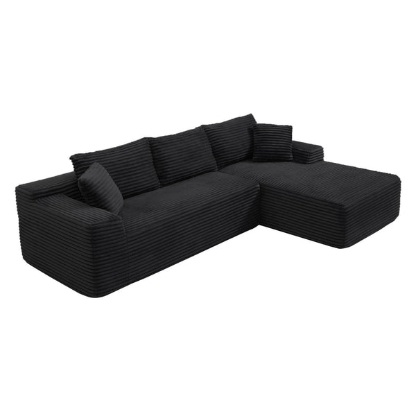 English Elm 105'' Modular Cloud Sectional Corduroy L-shape Couch Deep Seat Living Room Lounge W1117S00328