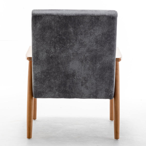 English Elm 25.38'' 25.38" Wide Classic Mid-Century Modern Arm Chair with Solid Wood Arms, Plush Foam & Microfiber Finish Grey B2735P271018