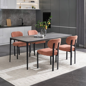 English Elm Modern Boucle Tufted Dining Chairs Set of 2 Mid-century Matte Leg Kitchen Seating Black,Orange W3244P296984