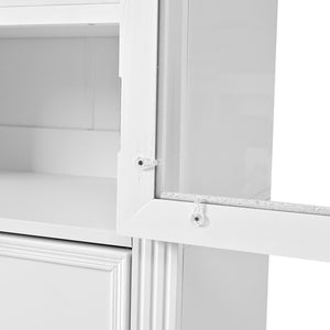 English Elm Topmax Shaker Pantry Cabinet with Drawers Power Outlet and Glass Doors SP000094AAK