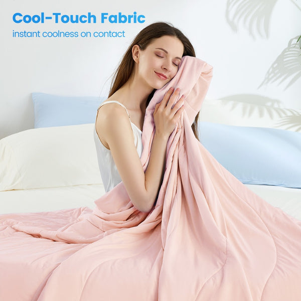 English Elm 1-piece Queen Cooling Comforter Nylon Spandex Shell Wave Quilted Breathable Lightweight Fill Pink B035P408417