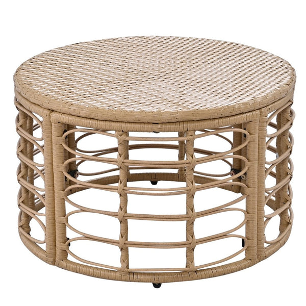 English Elm Go Modular 7 Piece Pe Rattan Patio Sectional with Cushions for Backyard Entertaining N704G201233D