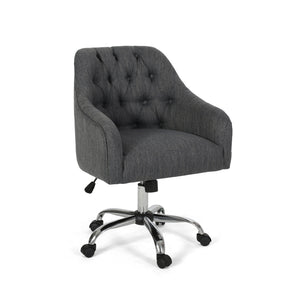 English Elm Christopher Knight Home® - OFFICE Contemporary Swivel Chair with Button-Tufted Diamond Stitching, Chrome Base, Adjustable Height and Casters Charcoal 65313.00FCHAR