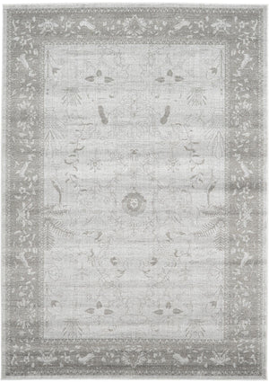 Unique Loom La Jolla Floral Machine Made Floral Rug Light Gray, Gray 7' 1" x 10' 0"