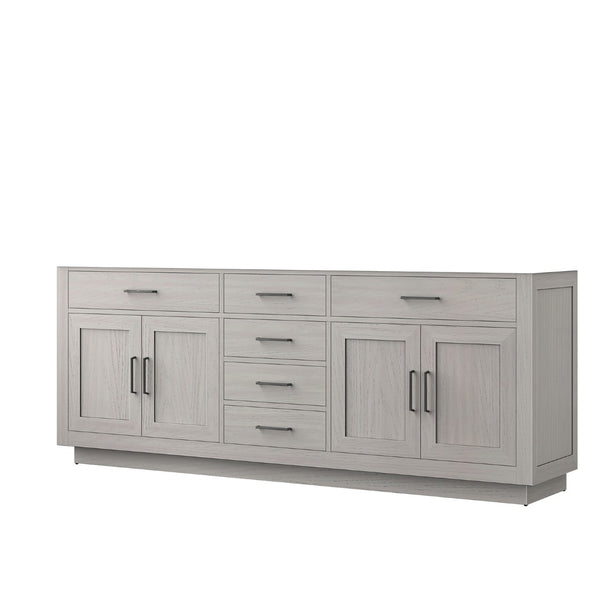 English Elm White Oak Double Bath Vanity - Elegant 84" Midcentury Design With Ample Storage & Soft-Close Features B2731P257872-GIGA