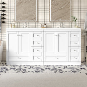 English Elm 72-inch Shaker Double Sink Freestanding Vanity with Resin Basins and Soft Close Storage N729P000010K-2