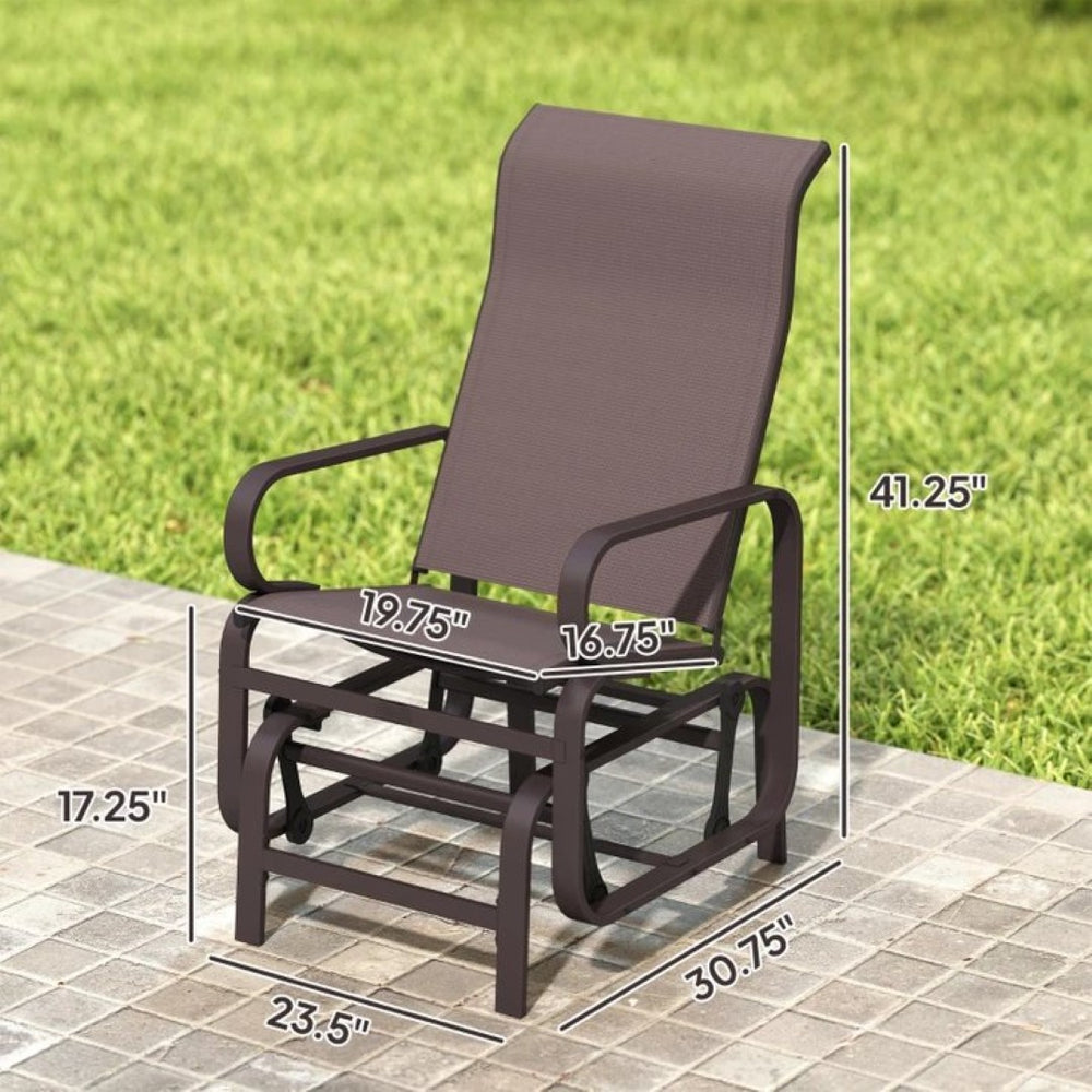 English Elm Cozy Outdoor Glider Chair Set of Two with Mesh Sling and Steel Patio Frame Brown T3971P459430