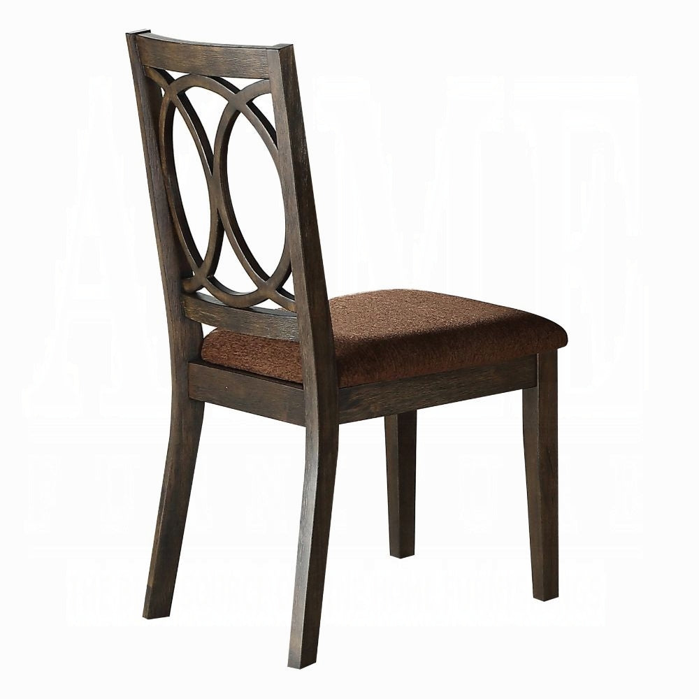 English Elm Classic Weathered Finish Side Chairs Set of 2 with Turned Legs, Padded Linen-Style Upholstery and Trim Espresso 20 L x 41 W x 13 H B2741P334818