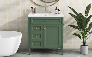 English Elm 30'' Modern Bathroom Vanity With Ceramic Sink, Ample Storage & Soft-Close Drawers For Elegance N710P206904F