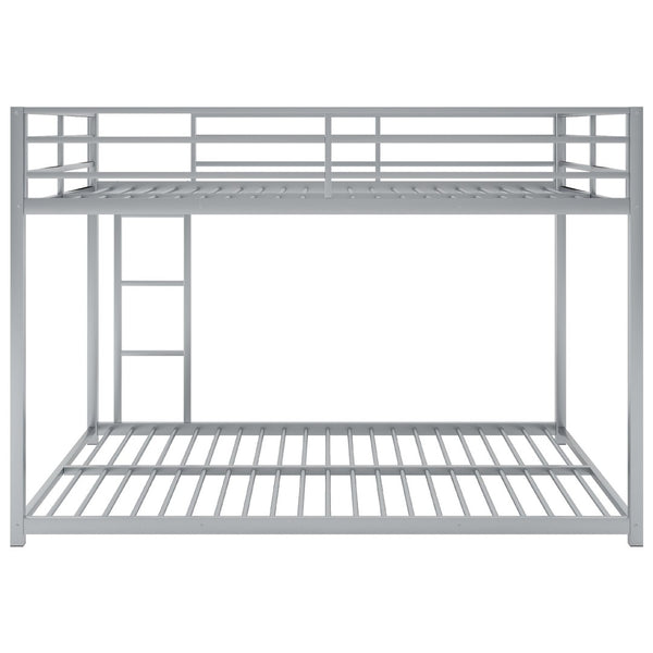 English Elm Full Over Low Profile Steel Bunk Bed with Guardrail and Integrated Ladder MF285536AAN