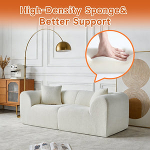 English Elm Modern Velvet Two Seat Loveseat with Pillows Compact Upholstered Sofa for Apartment Beige W1765P349639