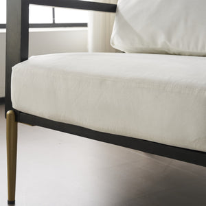 English Elm Christopher Knight Home® - Upholstered Velvet Armchair with Gold Metal Legs, White Luxury Lounge Chair for Living Spaces N817P237961W