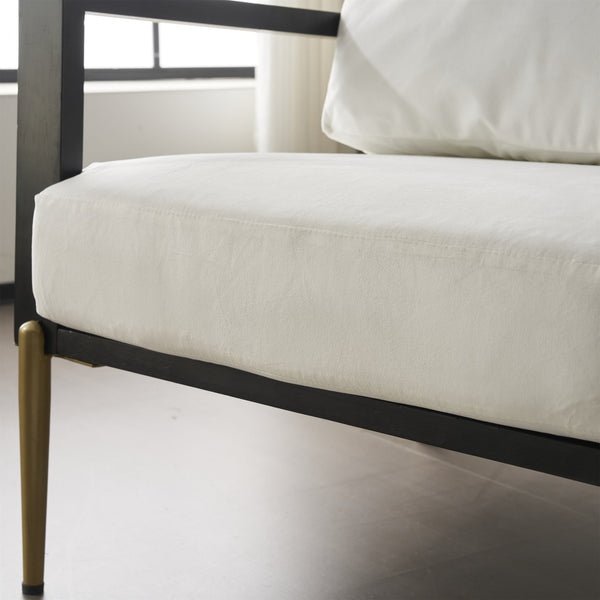 English Elm Christopher Knight Home® - Upholstered Velvet Armchair with Gold Metal Legs, White Luxury Lounge Chair for Living Spaces N817P237961W