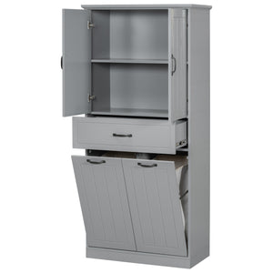 English Elm Christopher Knight Home® - Bathroom Storage Cabinet with Doors Drawer & Dual Laundry Baskets, MDF Build, Adjustable Shelf, Anti-Tip Device Grey N759P243350E