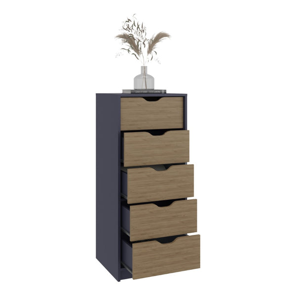 English Elm Basilea Narrow 5 Drawer Tall Chest Slim Vertical Storage for Bedroom or Closet B200P460155