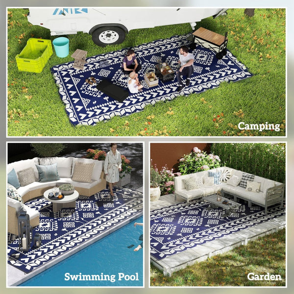 English Elm Patio Rug Reversible Polypropylene Geometric Outdoor Mat for Camping Rv Lawn Use T3971P421628