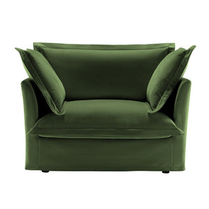 English Elm Slip-Covered Armchair With Plush Chenille Fabric, Deep Seat, 2 Oversized Pillows For Ultimate Comfort W3041P240130-GIGA