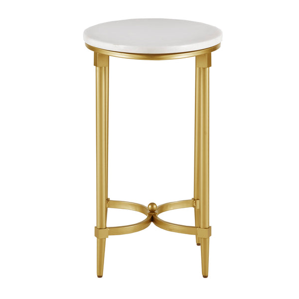 JLA Home Madison Park Signature - End Oval Marble End Table with Gold Metal Legs — Elegant Oval Accent Table for Living Rooms, Bedsides, Offices MPS120-0124