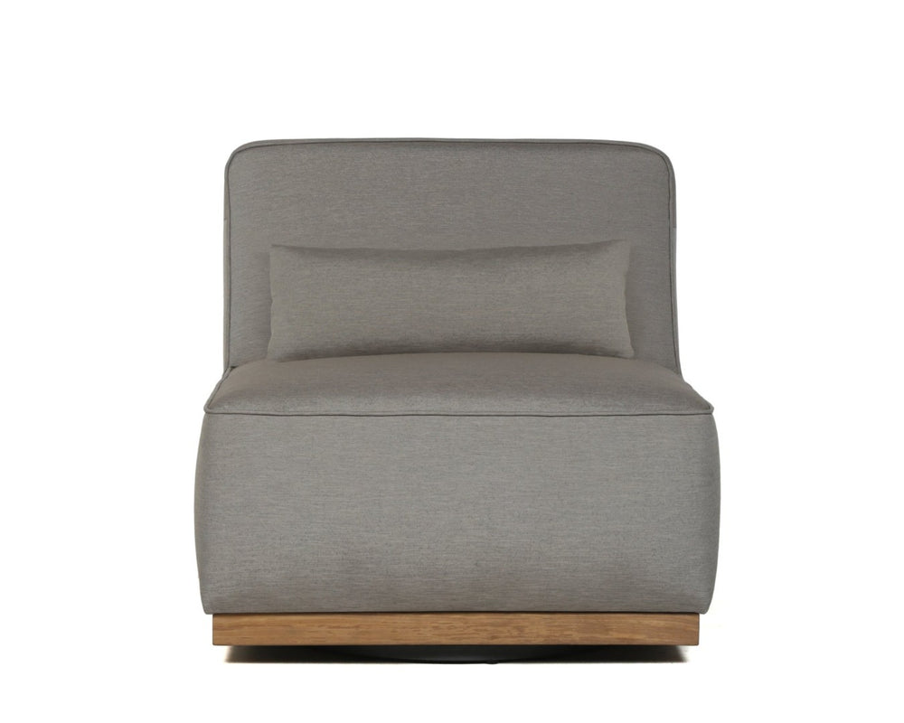 Sunpan CARBONIA Swivel Lounge Chair - Modern Palazzo Taupe Upholstery with Teak Wood Base for Comfort 106657