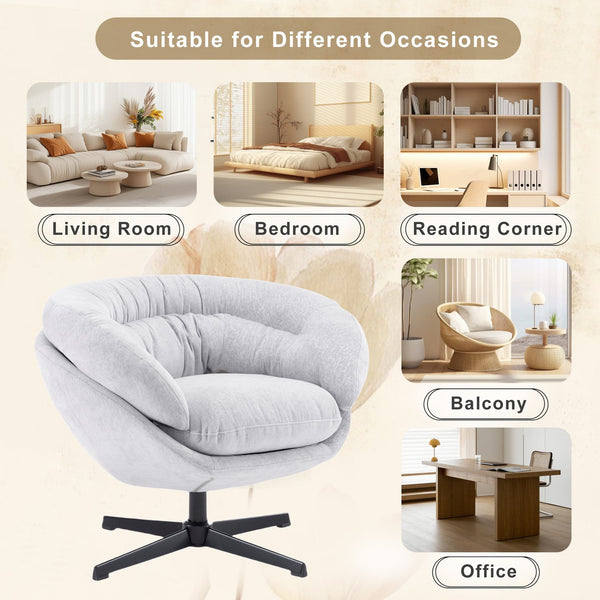 English Elm Christopher Knight Home® - Modern Chenille Office Chair 360° Swivel Accent Seat with Plush Upholstery, Compact Cozy Reading Spot Gray N817P207777G