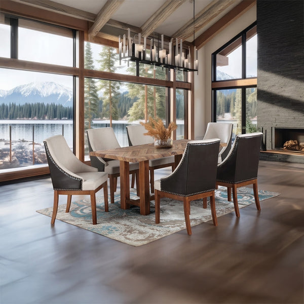 English Elm Traditional Button-Tufted Side Chair Set of 2 — Linen Upholstery, Padded Comfort, Rustic Tapered Legs Brown 25.5 L x 33 W x 23 H B2741P345931