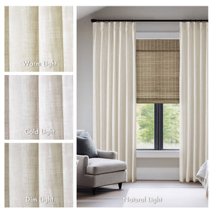 English Elm 2-piece Pinch Pleat Poly Linen Curtain Panels Tailored Formal Drape for Any Room Ivory B035P482983