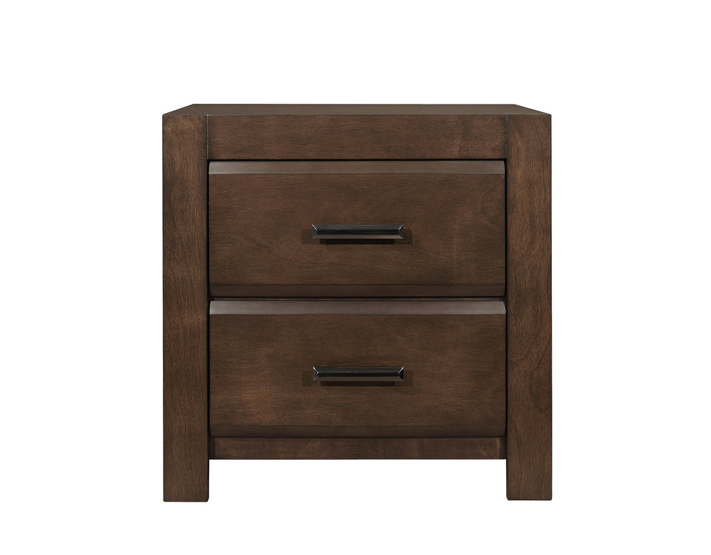 English Elm Espresso Contemporary Two-Drawer Nightstand with Beveled Okume Veneer, Gunmetal Hardware, Bold Framing B011P257334