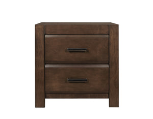 English Elm Espresso Contemporary Two-Drawer Nightstand with Beveled Okume Veneer, Gunmetal Hardware, Bold Framing B011P257334