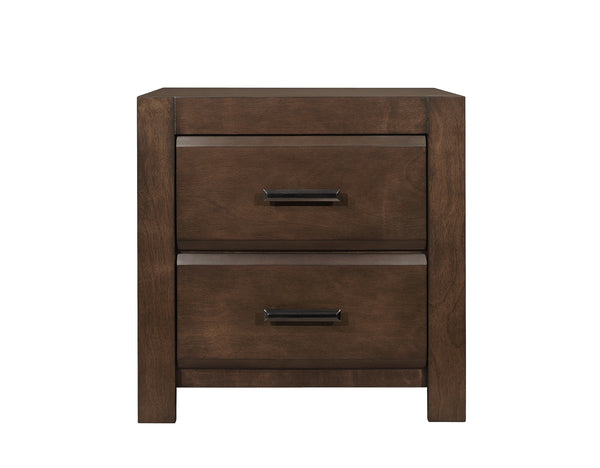 English Elm Espresso Contemporary Two-Drawer Nightstand with Beveled Okume Veneer, Gunmetal Hardware, Bold Framing B011P257334