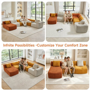 English Elm Modular Teddy Fleece Cloud Sectional Legless Sofa for Living Room Apartment W1765S00128