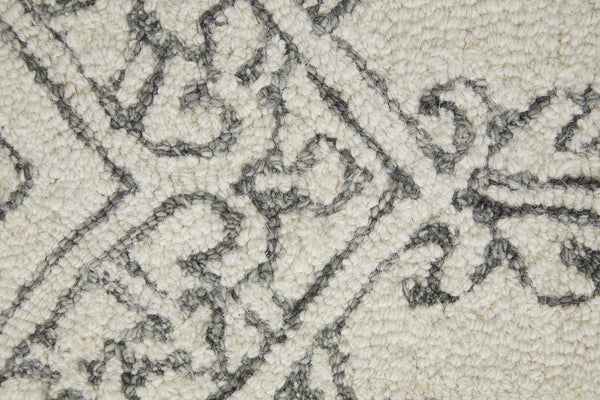 Feizy Rugs Belfort Hand-tufted Wool Rug - Timeless Transitional Designs With Floral & Damask Motifs For Elegance White,Gray Wool 8698778fivychlf00