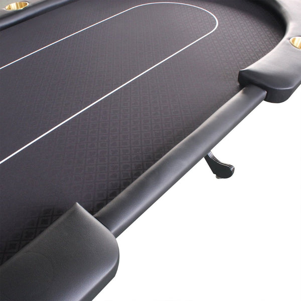 English Elm 96" Oval Casino Poker Table Seats 10 with Speed Cloth Felt Vinyl Armrest Cup Holders Black W2748S00023