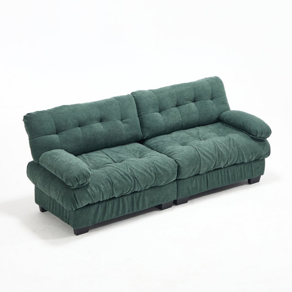English Elm Cloud Modular Sectional Sofa Deep Seat Flannelette Upholstered Living Room Couch Green W2120S00019