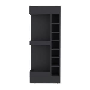 English Elm Bar Cabinet with Concealed Double Doors and 8 Wine Bottle Slots, Durable Engineered Wood Storage Solution Black 51.18 L x 23.23 W x 4.72 H B097P296847