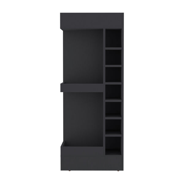 English Elm Bar Cabinet with Concealed Double Doors and 8 Wine Bottle Slots, Durable Engineered Wood Storage Solution Black 51.18 L x 23.23 W x 4.72 H B097P296847